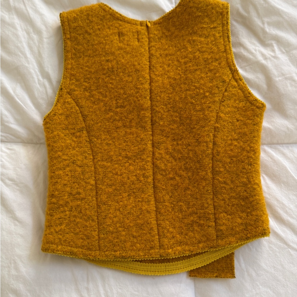 Girls' Mustard Ruffle Tank Top - Picture 3 of 7